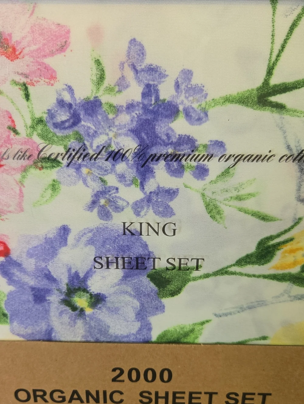 Tree Organic Floral King Sheet Set - White with Pink, Purple & Green